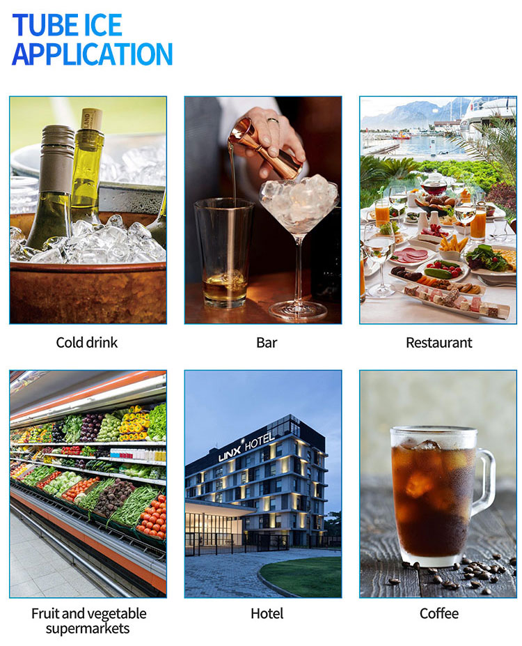 Application Scenario Picture for tube Ice Application de glace à tube