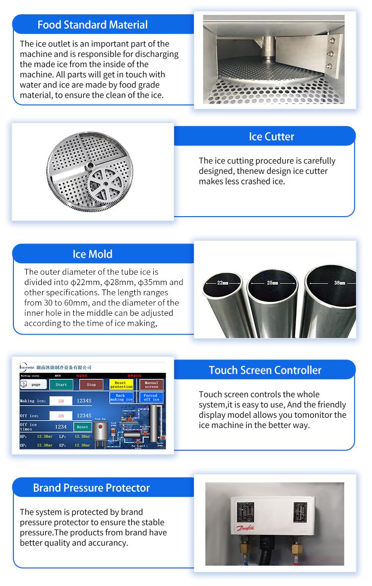 tube ice machine parts Découpe de glace et système de contrôle PLC intelligent