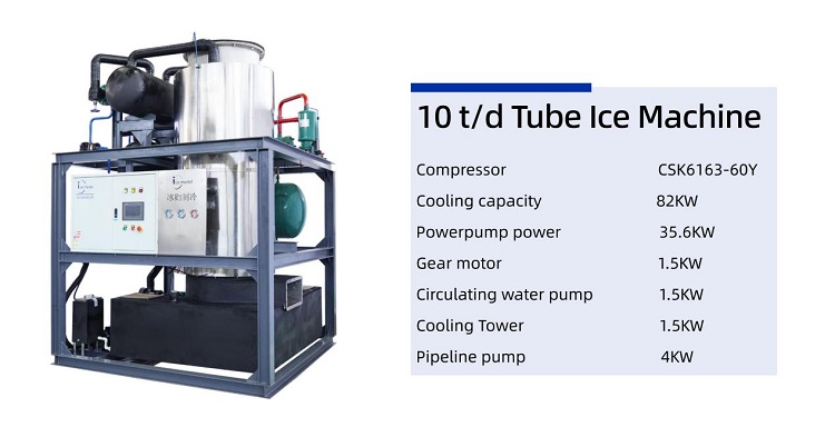 Sp&eacute;cifications techniques de la machine &agrave; glace en tubes 10