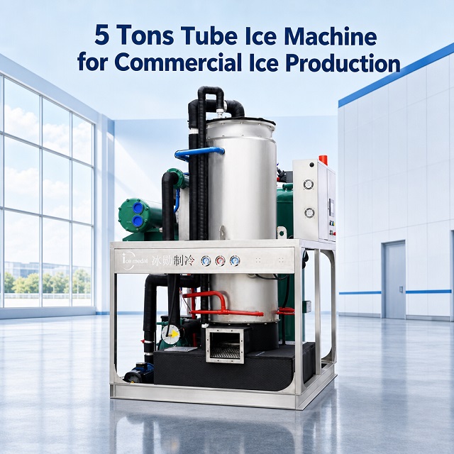 Ligne de production de glace en tube de 5 tonnes avec système d'emballage de glace automatique