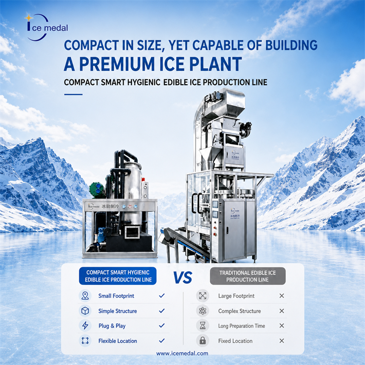 Ligne de production de glace en tube de 5 tonnes avec système d'emballage de glace automatique