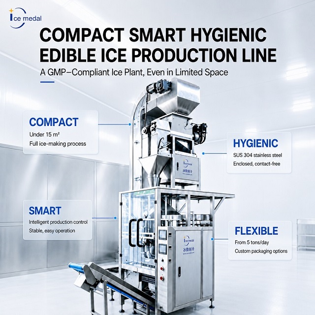 Ligne de production de glace en tube de 5 tonnes avec système d'emballage de glace automatique